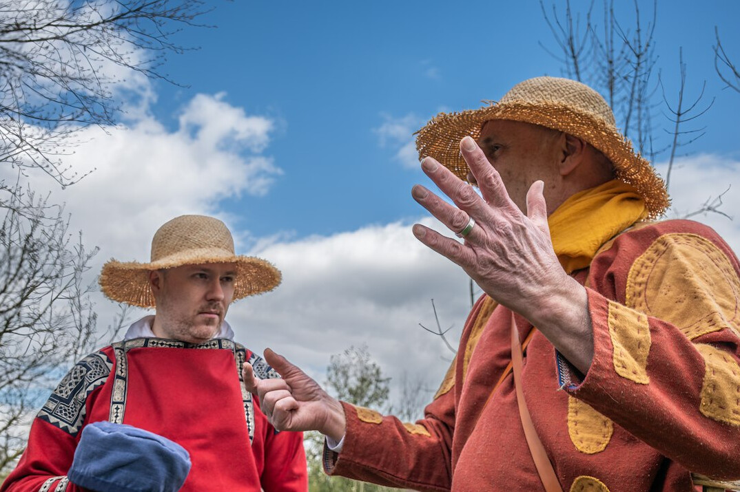 mysterious characters talking
